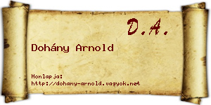 Dohány Arnold névjegykártya